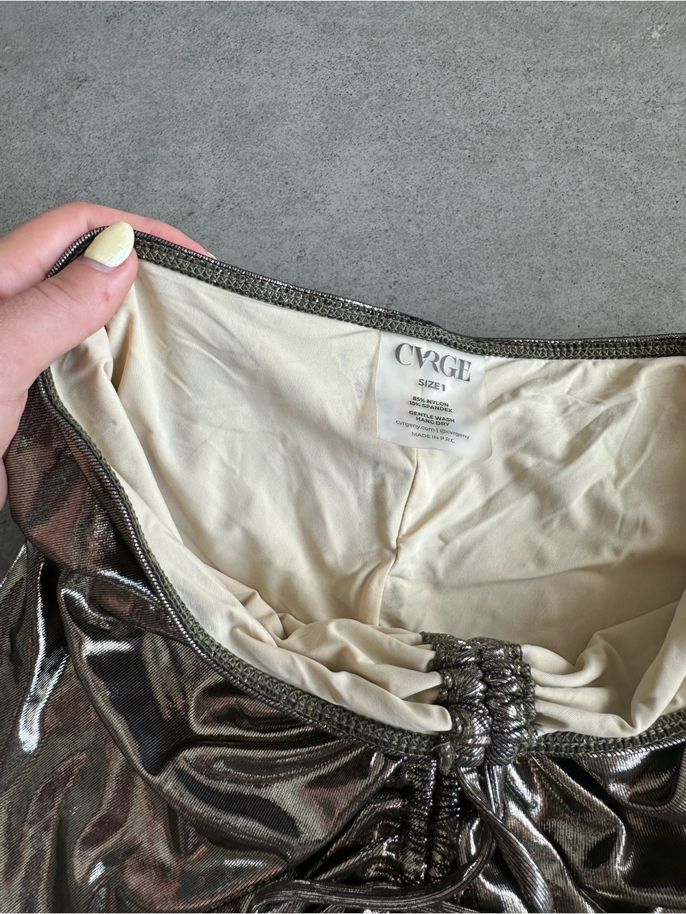 Metallic Ruched Midi Skirt - Picture 4 of 7
